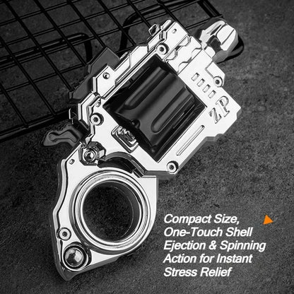 One Hand Spin Shoot Alloy Revolver EDC Metal Fidget Toy with 20 Plastic Bullets Stress Relief Mini Ring Gun for Adults Teens