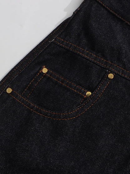 VGH Solid Spliced Button Loose Denim Two Piece Sets For Women Lapel Long Sleeve Top High Waist Pants Chic Set Female Fashion