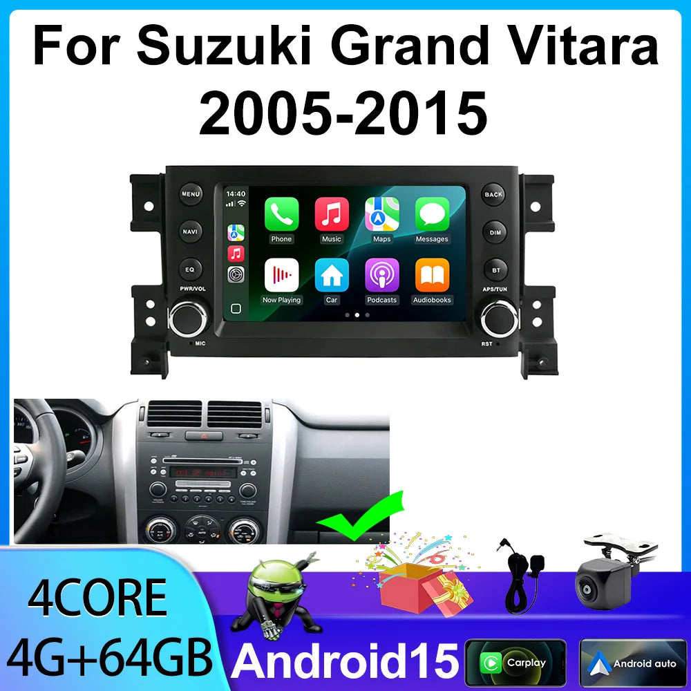 Android Car Radio 7' Multimedia Wifi GPS for Suzuki Grand Vitara 3 2005-2015 with Carplay AndroidAuto Stereo