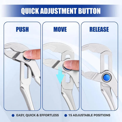Groove Joint Pliers Mini Water Pump Pliers Fast Adjustable Tongue and Groove Pliers with Push-Lock V-Jaw for Multi-Surface Grip