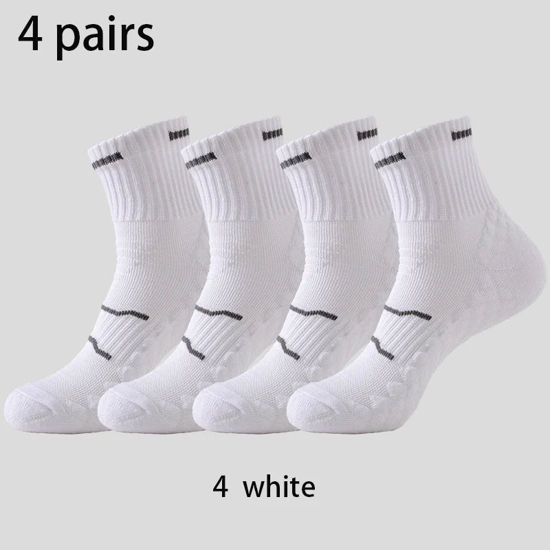 4 Pairs Pro Performance Sport Socks – Breathable, Cushioned, Anti-Slip for Running & Training