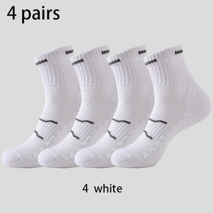 4 Pairs Pro Performance Sport Socks – Breathable, Cushioned, Anti-Slip for Running & Training