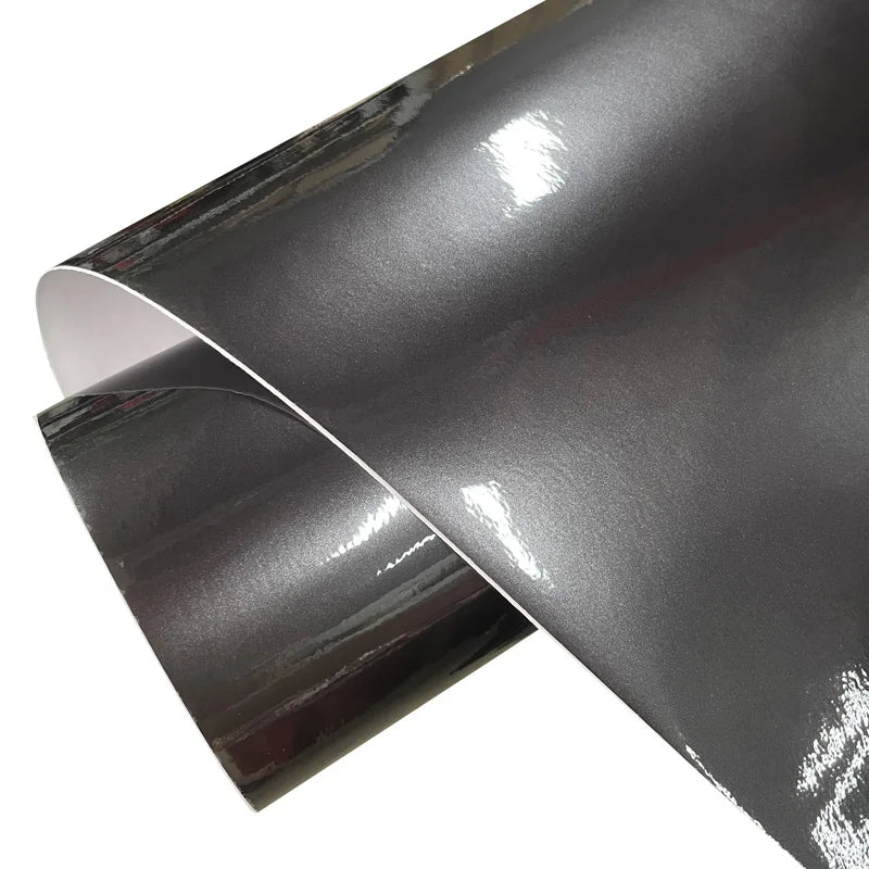 Premium Ultra Gloss Candy Metallic Charcoal Grey Vinyl Car Wrap Film Roll with Air Release Self Adhesive Decal