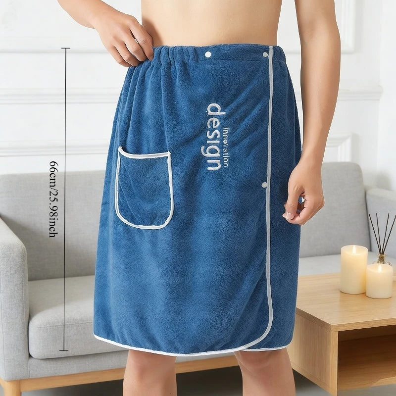 Winter Hot Spring Hotel Travel Yukata Wearable Coral Velvet Bathrobe for Men Water Absorbing Skirt Embroidered
