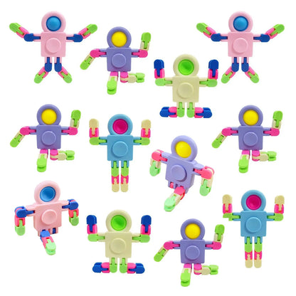5-60 Pcs Fidget Sensory Spinner Toys， Transformable Chain Robot Fingertip Toy，Pinata Goodie Bag Stuffers Birthday Valentines D