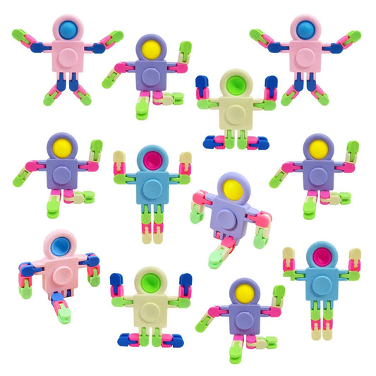 5-60 Pcs Fidget Sensory Spinner Toys， Transformable Chain Robot Fingertip Toy，Pinata Goodie Bag Stuffers Birthday Valentines D