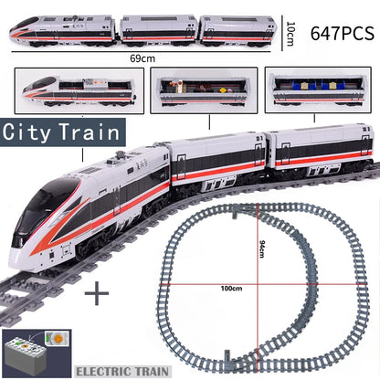 City Trains Flexible Tracks Forked Straight Curved Rails Switch Building Block Bricks High-Tech Creative Toys for kids gifts