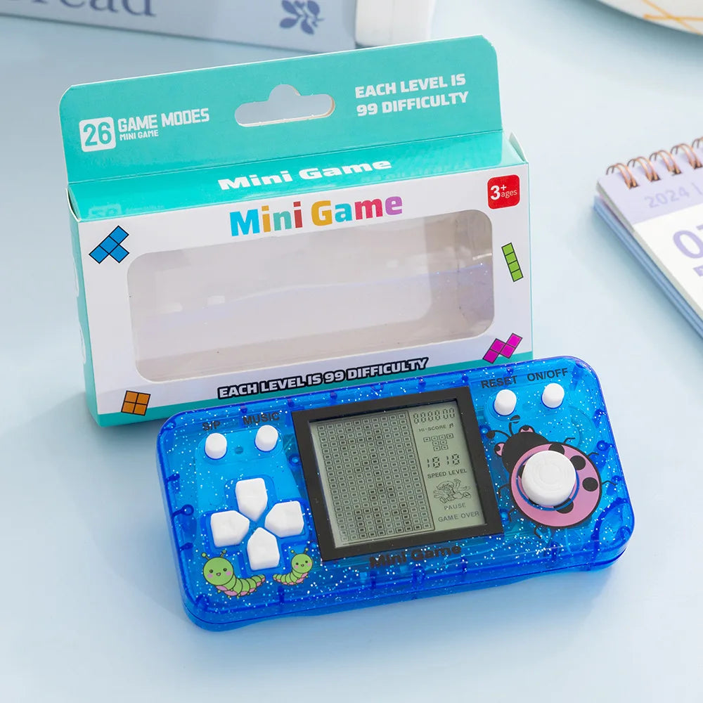 Transparent Mini Handheld Game Console 26 Classic Russian Block Games Backpack Pendant Toy For Chrismas