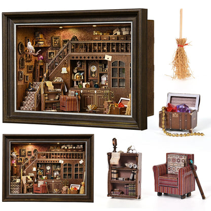 Book Nook Kit Secret Attic DIY 3D Wooden Puzzle Bookshelf Insert Dollhouse Model Bookend Building Home Decoration  Photo Frame