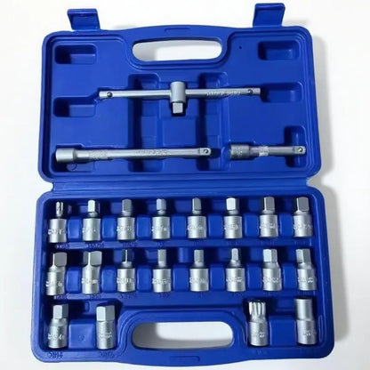 23Pcs Oil Drain Plug Key Set Oil Pan Screw Removal Socket Wrench Automotive Oil Change Tool Kit For Car Repair Maintenance