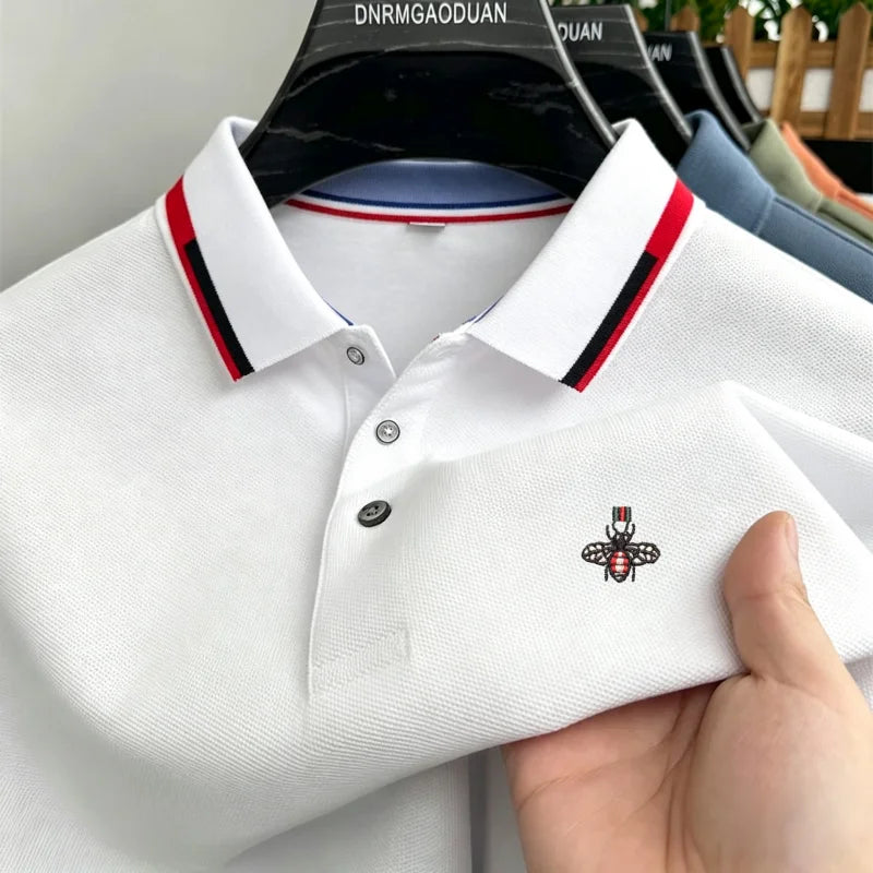 Summer New Designer Brand Exquisite Embroidery Breathable Men's Polo Shirt With Loose Casual Short-Sleeved T-Shirt and Collar