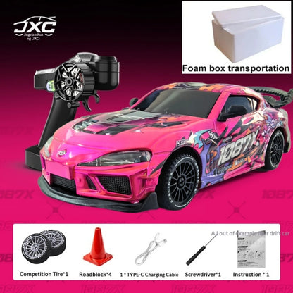 New 1:43 RC Drift Car, 2.4G Four-wheel Drive, with Steering Gyroscope Adjustable Speed Cool Light, JXC SP4301 RC Car Toy Gift