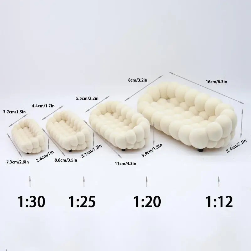 Cloud Sofa Model for Dollhouse - Miniature Living Room Furniture Decoration, Micro Scene Pretend Play Toy for Dolls House