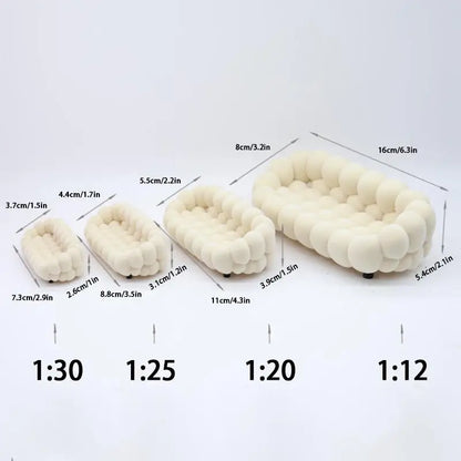 Cloud Sofa Model for Dollhouse - Miniature Living Room Furniture Decoration, Micro Scene Pretend Play Toy for Dolls House