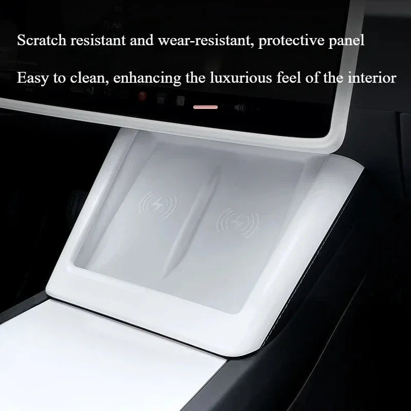 For Tesla Model Y Juniper 2025 White Interior Accessories Center Control Armrest Box Organizer Storage Box Cup Holder New Model3