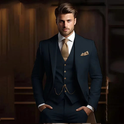 High Quality Black Men's wedding Suits Smart Cusual 3 Piece Custom Slim Fit Male Blazer Wedding Groom Tuxedos Costume Homme