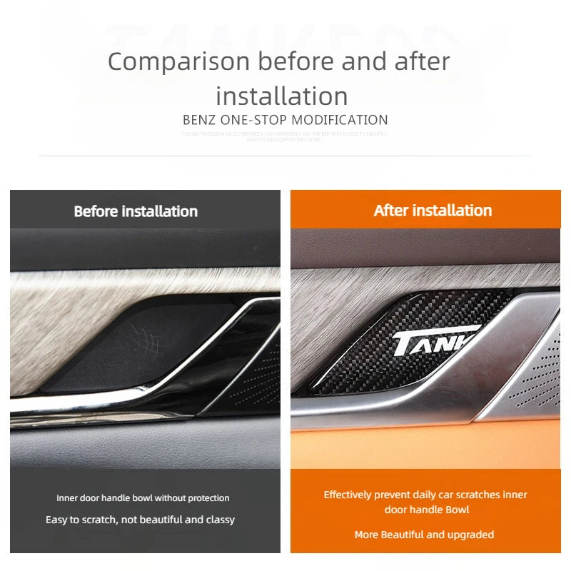 For Great Wall Tank 500 Inner Door Bowl Patch Protective Patch Carbon Fiber Decorative Patch Automotive Interior Supplies