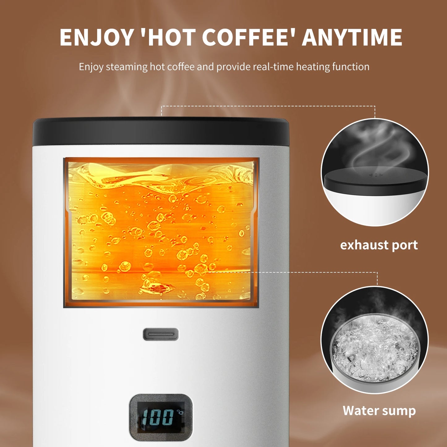 Portable Coffee Machine 7800mAh Wireless,Digital Display Fast Heat,with bracket & protective cover ,for Camping Travel Outdoor