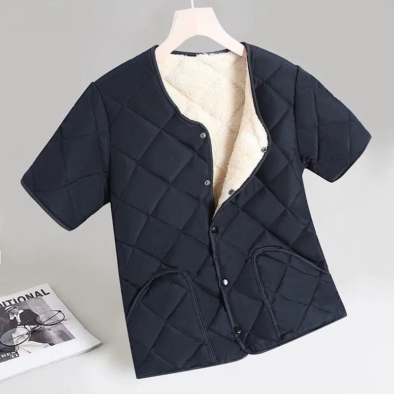 Men's Thickened down Cotton Vest Half Sleeve Winter Warm Student Fashion Casual Loose Fit Single Button Closure  Color