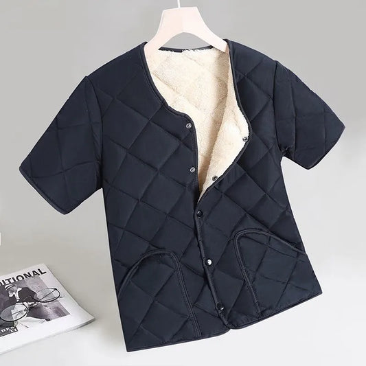 Men's Thickened down Cotton Vest Half Sleeve Winter Warm Student Fashion Casual Loose Fit Single Button Closure  Color