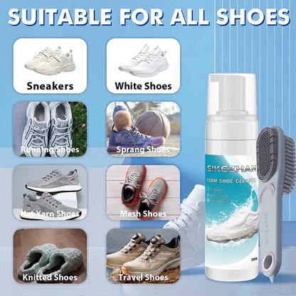 Professional Shoe Cleaning Kit with Foam Cleaner & Dual-Sided Brush, No-Rinse Deep Stain Remover for Sneakers, Leather & Canvas