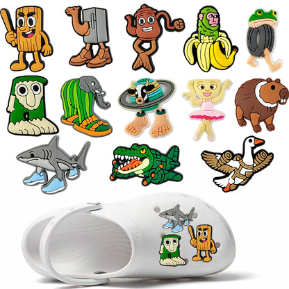 1-100PCS Italian Brainrot Funny Animal Shoe Charms Cartoon Clog Sandal Wristbands Decorations Shoes Ornaments Buckle Kids Gifts