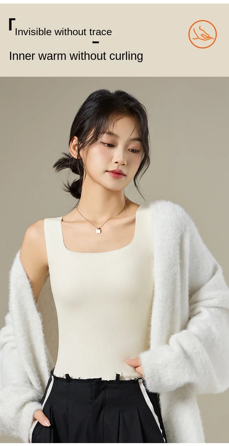 M-2XL For 40-75kg German Velvet Thermal Tank Top Women With Chest Pad Autumn and Winter Thickened Seamless Underwear