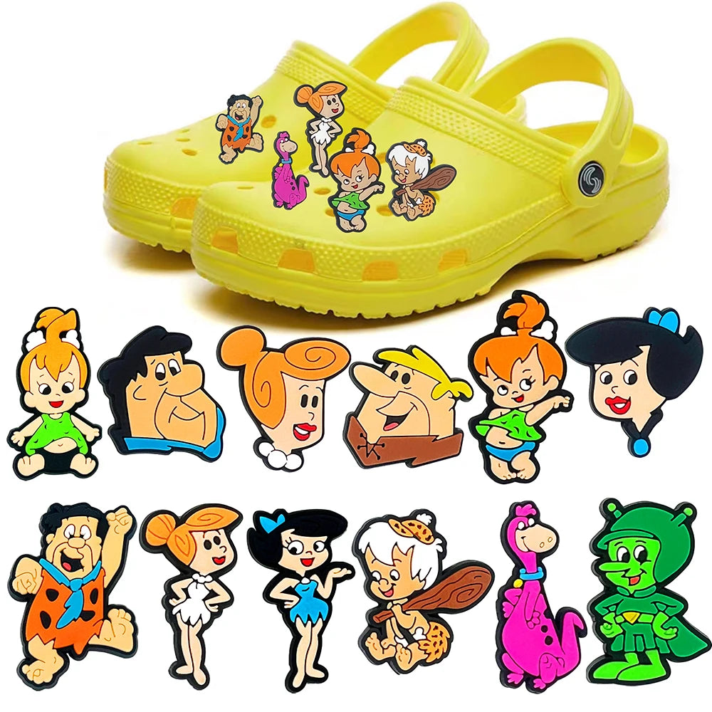 12-100Pcs Primitive Man Cartoon Shoe Charms For Slides Clog Sandals Shoes Decorations Accessories For Christmas Birthday Gifts