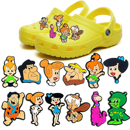 12-100Pcs Primitive Man Cartoon Shoe Charms For Slides Clog Sandals Shoes Decorations Accessories For Christmas Birthday Gifts