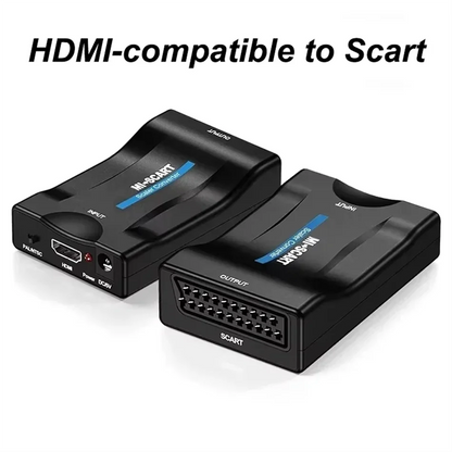 HDMI-compatible to SCART Video Audio Converter With Power Adapter For HDTV Sky Box DVD Television Signal 1080P Upscale Converter