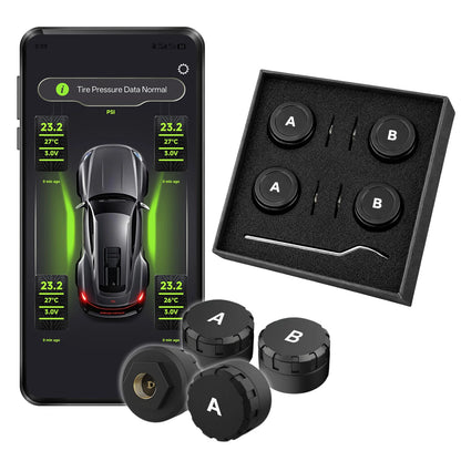 Wireless Bluetooth 5.0 Tire Pressure Monitoring System, Real-Time Pressure Temp Monitor, IP67 Waterproof for RV SUV MPV Van Car