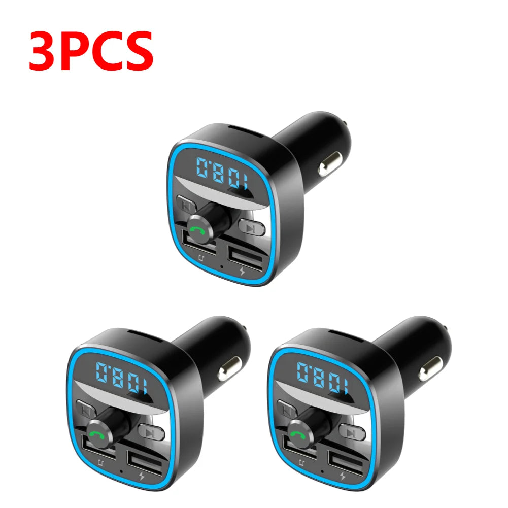 Portable Car Bluetooth 5.0 FM Transmitter Car MP3 Player Practical Multi-functional Dual USB Fast Charging Wireless Car Charger