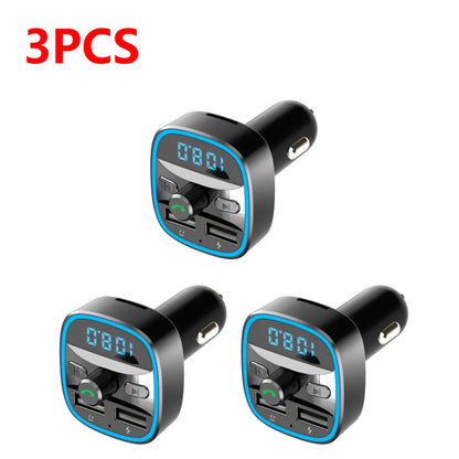 Portable Car Bluetooth 5.0 FM Transmitter Car MP3 Player Practical Multi-functional Dual USB Fast Charging Wireless Car Charger