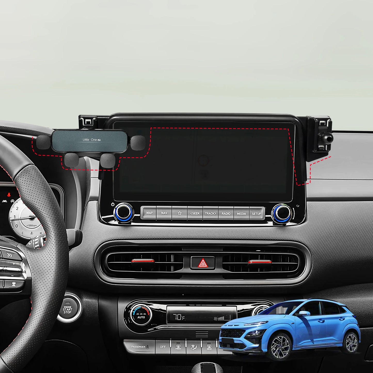Special For Hyundai Kona 2017-2023 Phone Holder Central Navigation Fixed Base GPS Stand Mobile Phone Mounts Smartphone Bracket
