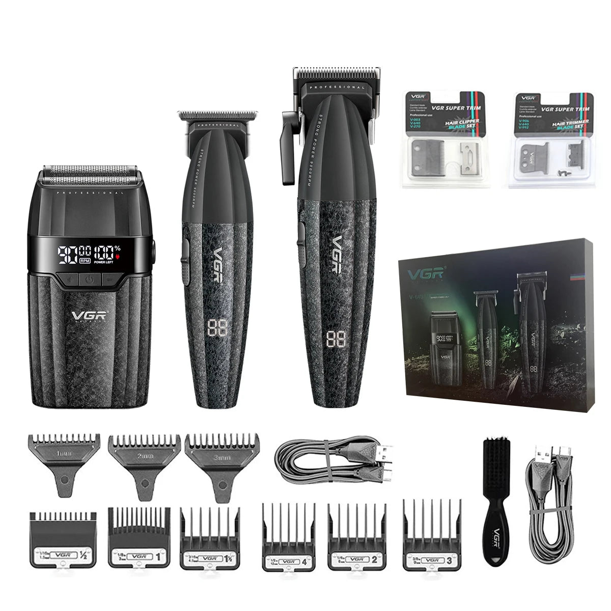 VGR Hair Clipper Professional 9000RPM Hair Cutting Machine Face Shaver Reciprocating Beard Trimmer Hair Trimmer for Men V-640 S3