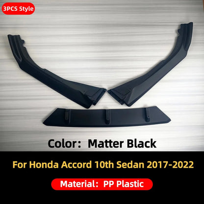 Front Bumper Protector Lip Chin Splitter For Honda Accord 10th Sedan 2017-2022 ABS Car Exterior Parts Tuning Styling Accessories