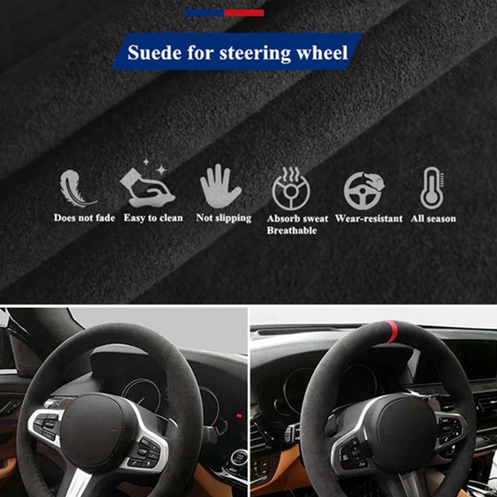 Hand stitched Black Suede Car Steering Wheel Cover For Seat Leon Cupra R Leon ST Cupra Leon ST Cupra Ateca Cupra Ateca FR