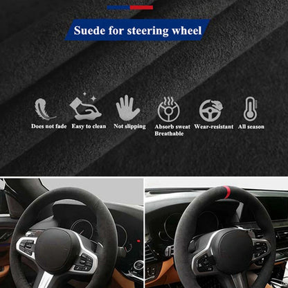 Hand Sewing Soft Suede Car Steering Wheel Cover For Seat Ibiza(6J)(FR/CUPRA) 2015 Mii FR Leather Original Steering Wheel Braid