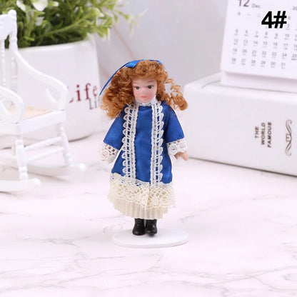 1/12 Dollhouse Miniature Porcelain Doll People Model Beautiful Youth Boy Girl Decor Doll House Toy