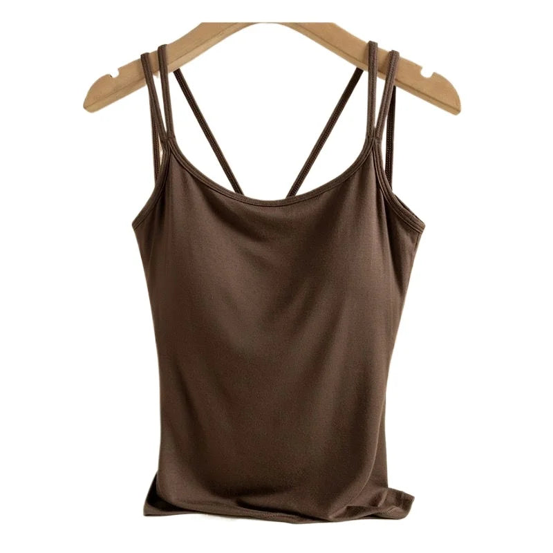 For 40-100kg Modal Camisole Top Plus Size with Chest Pad Integrated Suspenders Vest for Women Base Underwear Tank Top