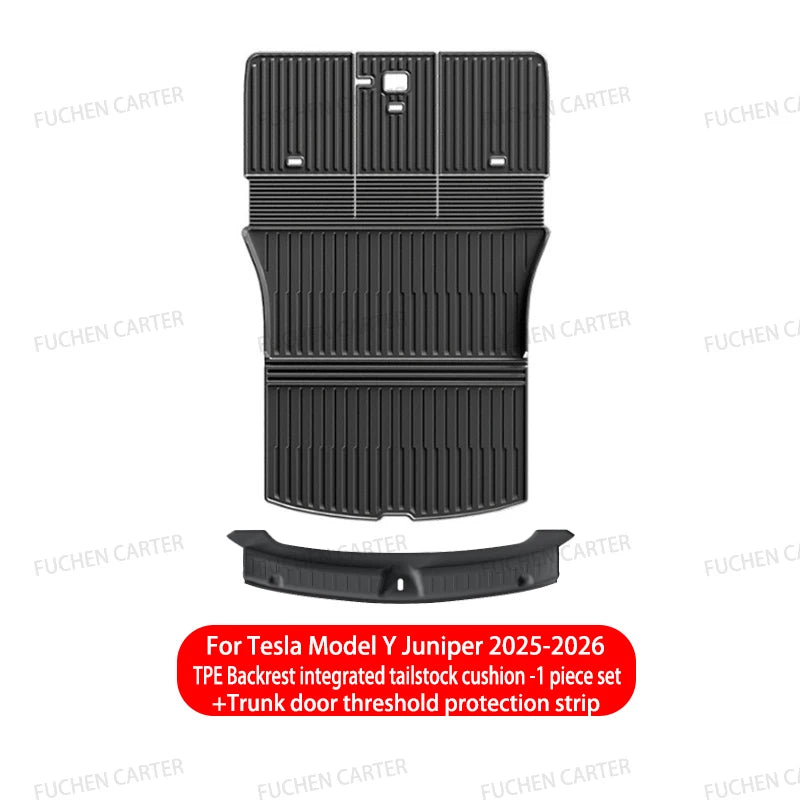 For Tesla Model Y Juniper 2025 2026 TPE Car Front Rear Trunk Mat Waterproof Wear-resistant All Weather Trunk Mats Backrest Mats