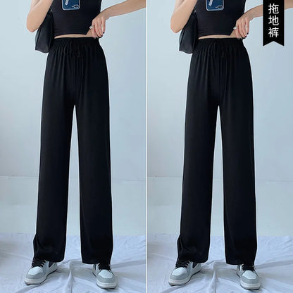 Slimming High Waist Ice Silk Wide Leg Pants for Pear aped Women Casual Summer orts plus Size  pe Comfortable Trousers