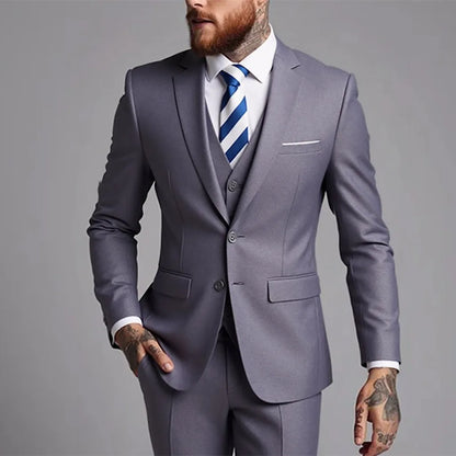 Four Seasons Single Breasted Business Suit for Men Stylish and Comfortable Office Wear