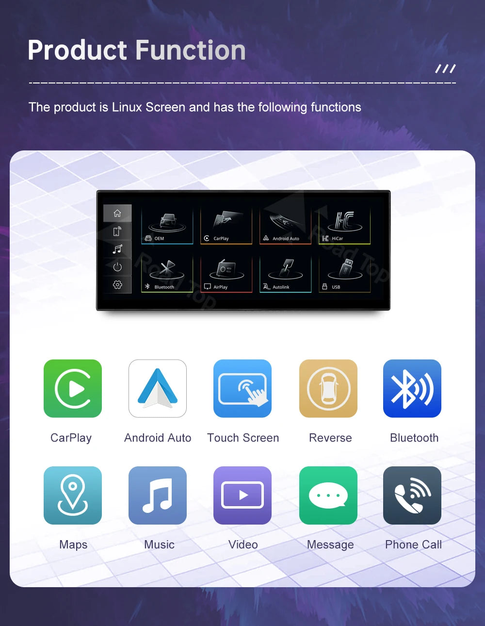 Road Top 12.3" Linux Screen For Audi A6 C6 A7 C7 2011-2018 with Wireless CarPlay Android Auto Airplay Car Radio Player