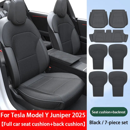 For New Tesla ModelY Juniper 2025  PU Seat Cushion Punching Breathable Universal Split Car Seat Protector Interior Accessories