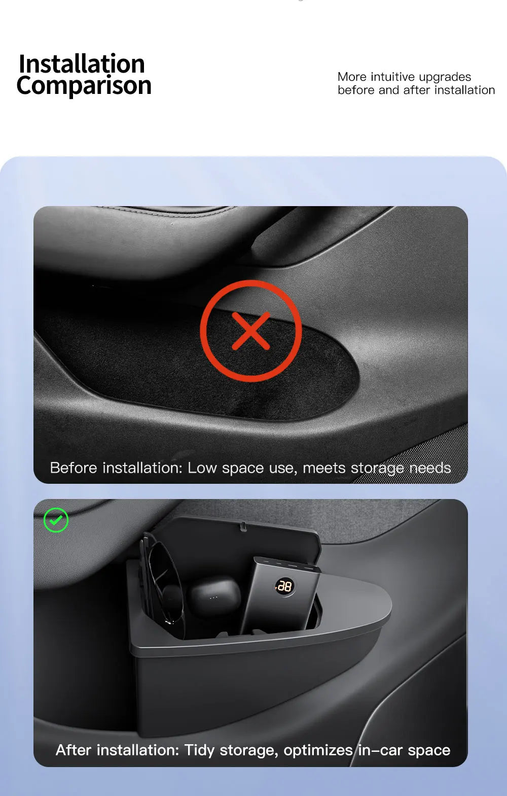 YZ Front Door Storage Trash Can for Tesla Model Y/YL Juniper Car Door Storage Box Multi Functional organizador Car Accessories