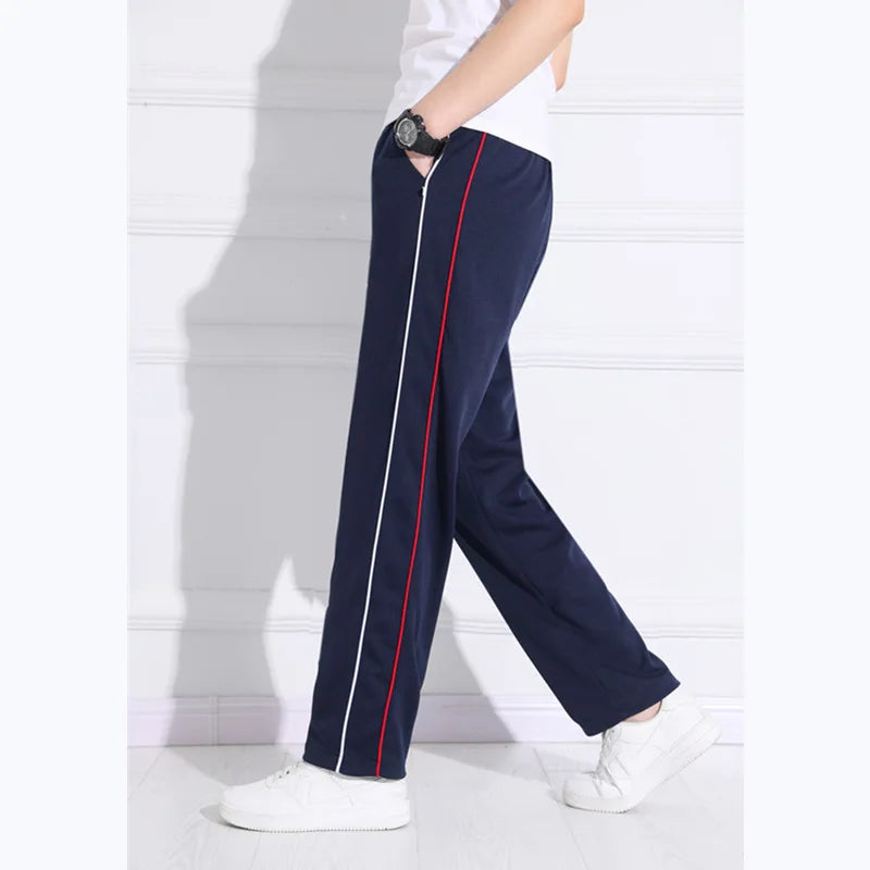 Black Unisex New Track Pants Casual Sweatpants mens Striped Bastic Trousers Straight Pants Joggers Simple Work Pants
