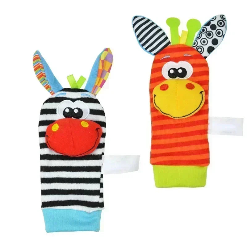 0-12 Months Baby Rattles Toys Animal Socks Wrist Strap +Rattle Baby Foot Socks Bug Wrist Strap Toddler Socks Pacifier Toys