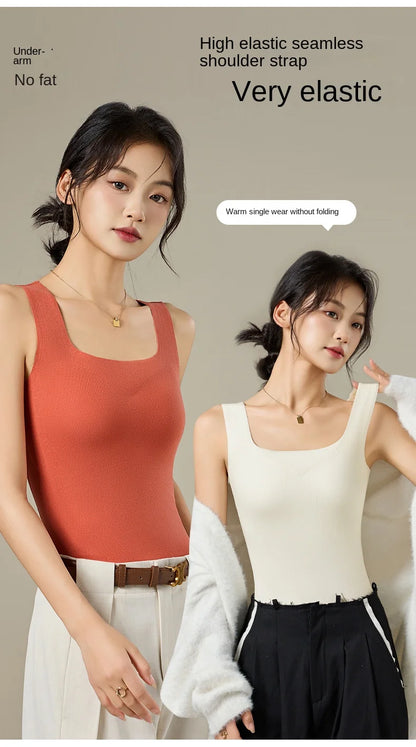 M-2XL For 40-75kg German Velvet Thermal Tank Top Women With Chest Pad Autumn and Winter Thickened Seamless Underwear