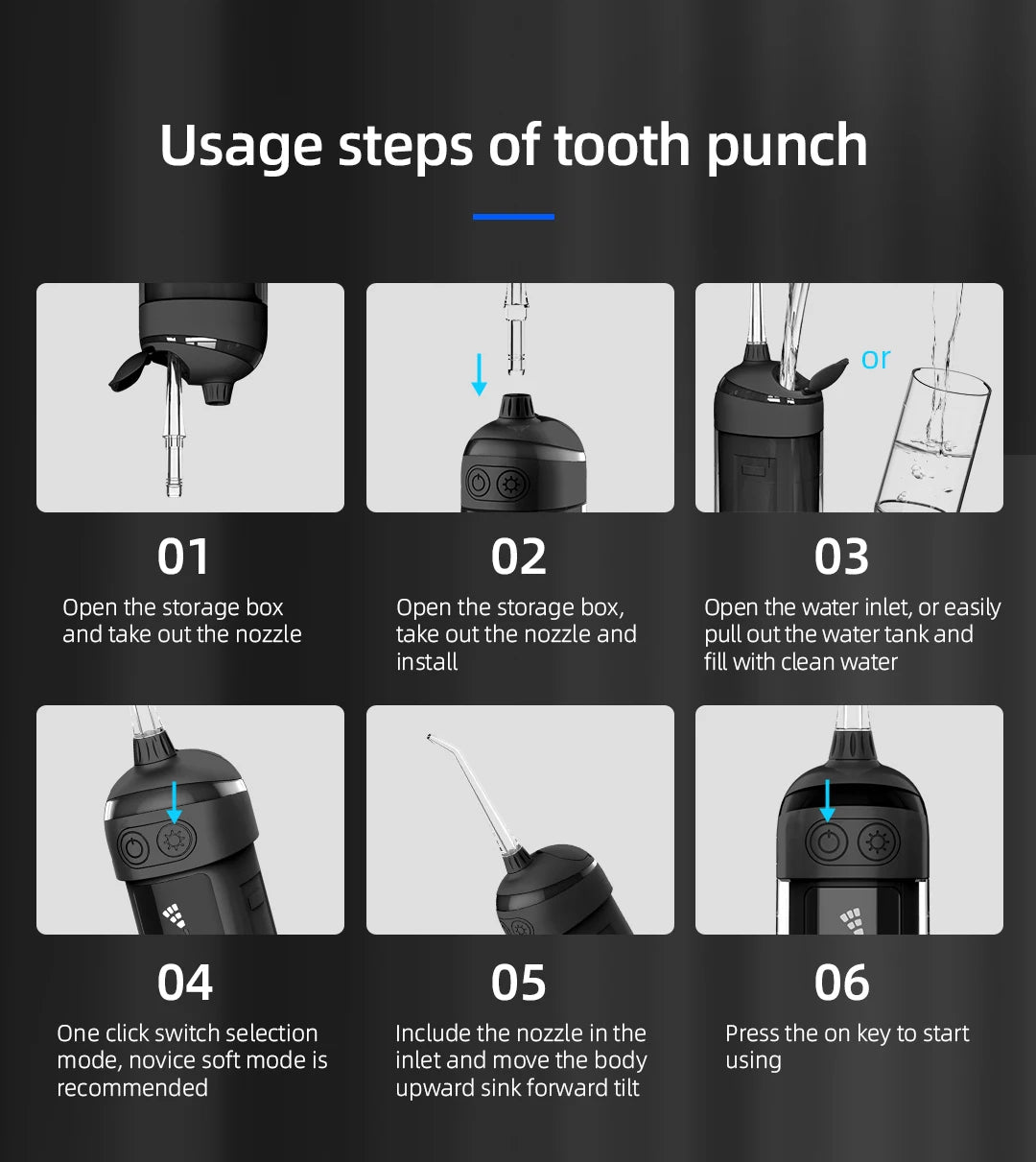 Water Flosser Oral Irrigator Tooth Scaler 6 models 40-140PSI Rechargeable Dental Water Jet IPX7 Waterproof Teeth Cleaner